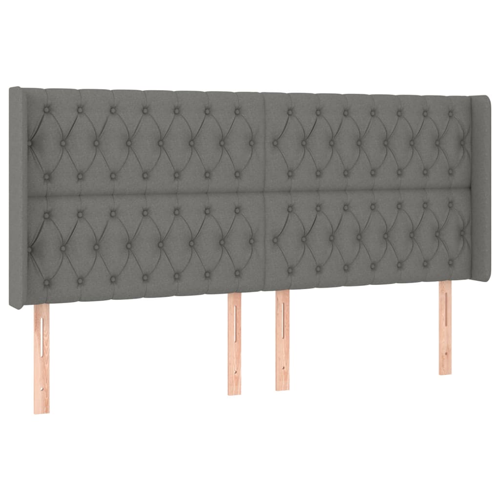 Hoofdbord met randen 183x16x118/128 cm stof donkergrijs is nu te koop bij PeponiXL, paradijselijk wonen!