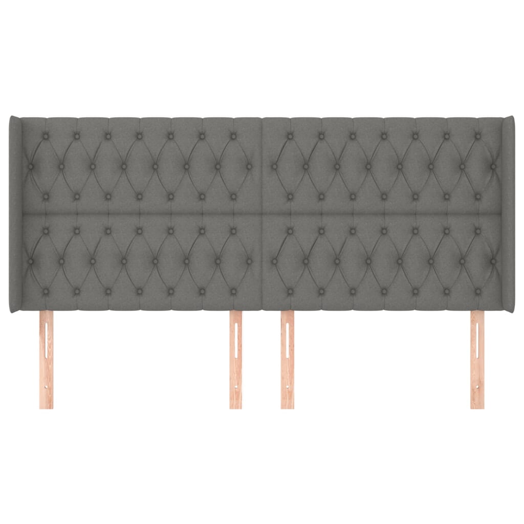 Hoofdbord met randen 183x16x118/128 cm stof donkergrijs is nu te koop bij PeponiXL, paradijselijk wonen!