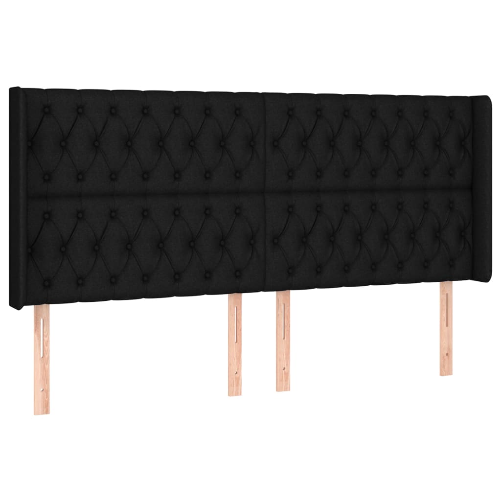 Hoofdbord met randen 183x16x118/128 cm stof zwart is nu te koop bij PeponiXL, paradijselijk wonen!