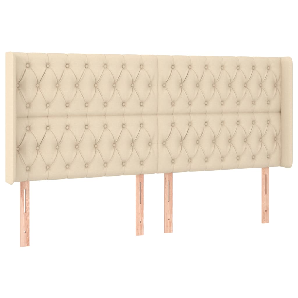Hoofdbord met randen 183x16x118/128 cm stof crèmekleurig is nu te koop bij PeponiXL, paradijselijk wonen!