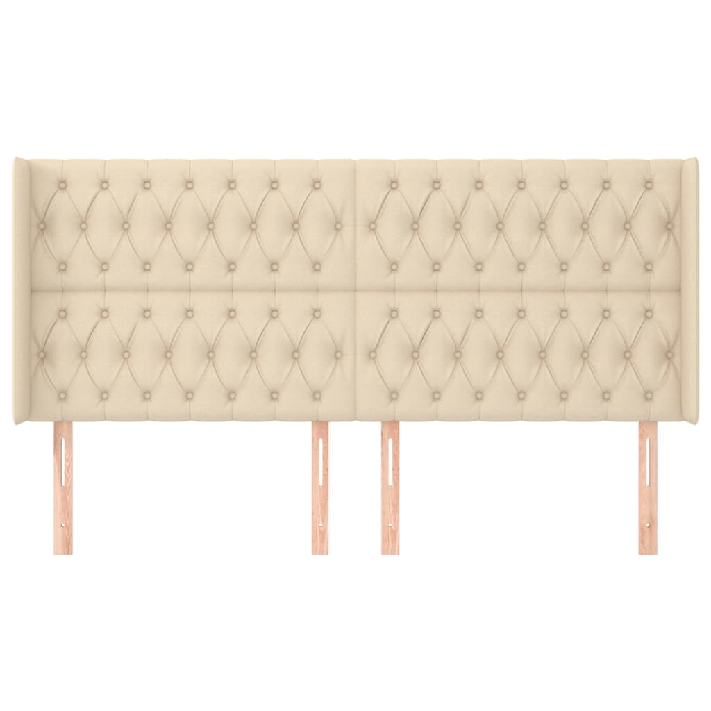 Hoofdbord met randen 183x16x118/128 cm stof crèmekleurig is nu te koop bij PeponiXL, paradijselijk wonen!