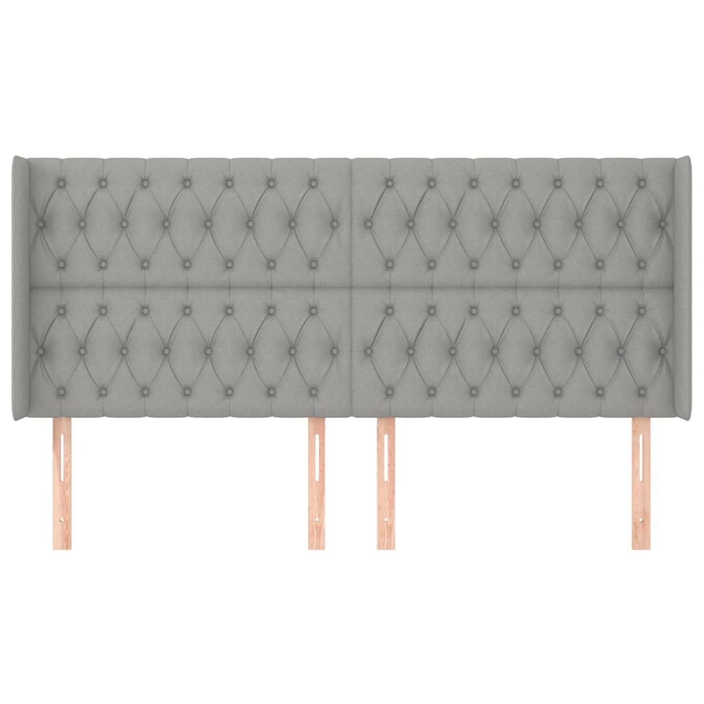 Hoofdbord met randen 203x16x118/128 cm stof lichtgrijs is nu te koop bij PeponiXL, paradijselijk wonen!