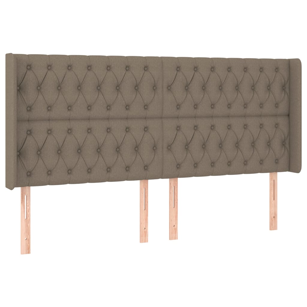 Hoofdbord met randen 203x16x118/128 cm stof taupe is nu te koop bij PeponiXL, paradijselijk wonen!