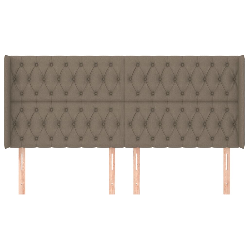 Hoofdbord met randen 203x16x118/128 cm stof taupe is nu te koop bij PeponiXL, paradijselijk wonen!