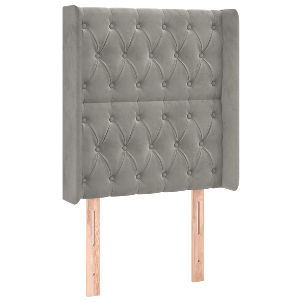 Hoofdbord met randen 83x16x118/128 cm fluweel lichtgrijs is nu te koop bij PeponiXL, paradijselijk wonen!