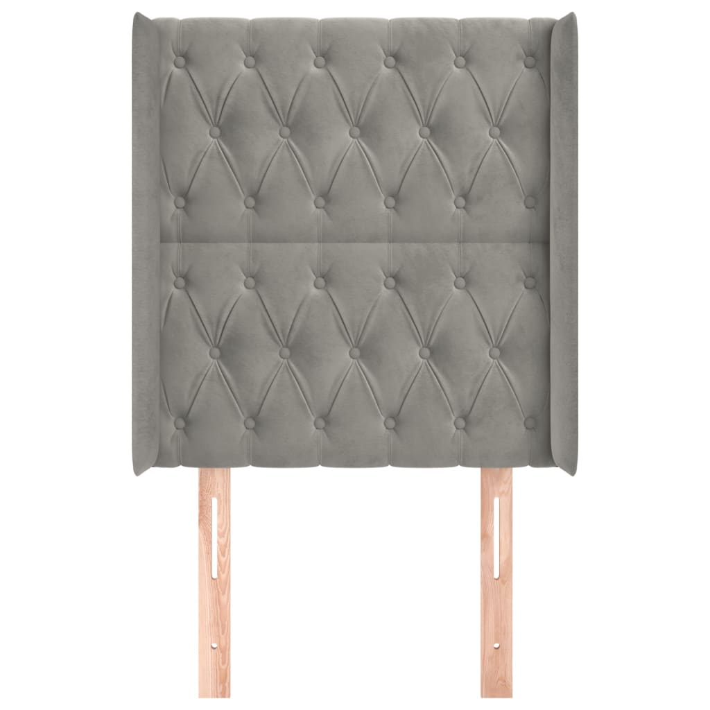 Hoofdbord met randen 83x16x118/128 cm fluweel lichtgrijs is nu te koop bij PeponiXL, paradijselijk wonen!