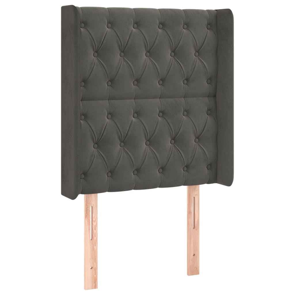 Hoofdbord met randen 83x16x118/128 cm fluweel donkergrijs is nu te koop bij PeponiXL, paradijselijk wonen!