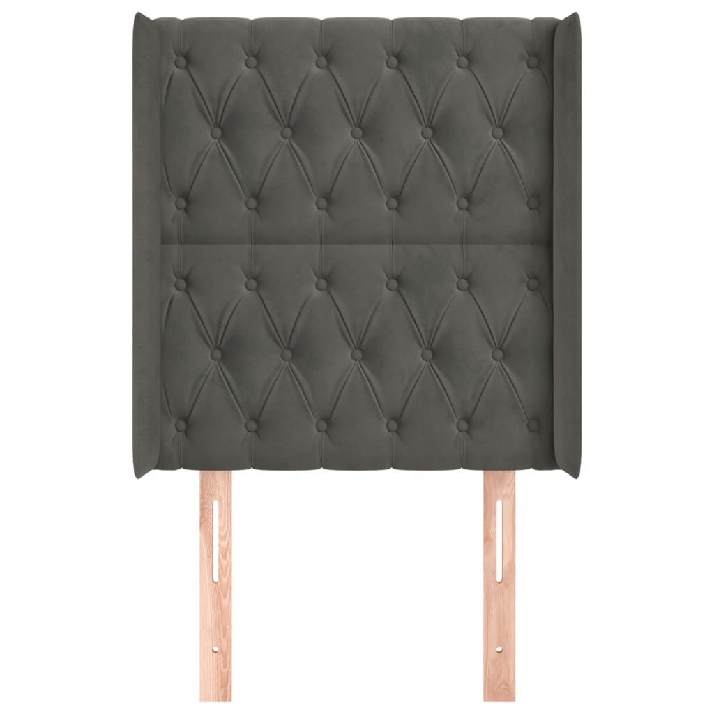 Hoofdbord met randen 83x16x118/128 cm fluweel donkergrijs is nu te koop bij PeponiXL, paradijselijk wonen!