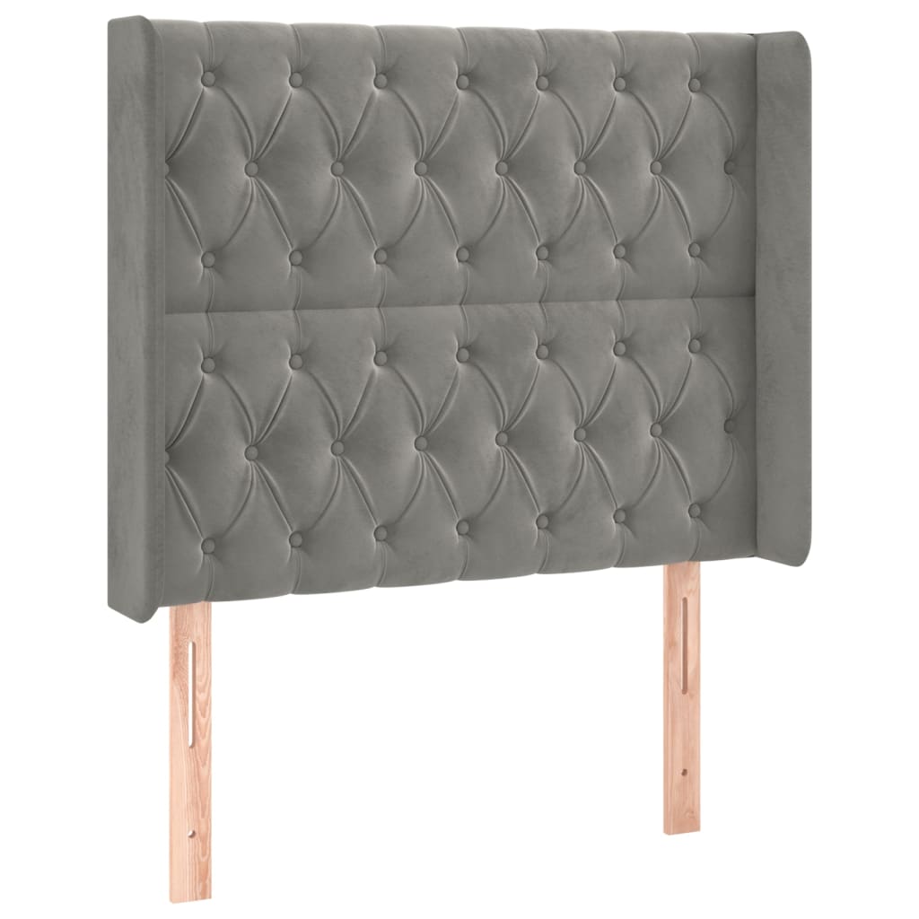 Hoofdbord met randen 93x16x118/128 cm fluweel lichtgrijs is nu te koop bij PeponiXL, paradijselijk wonen!