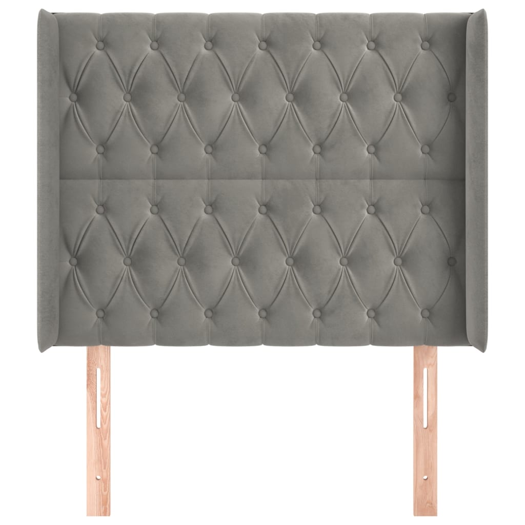 Hoofdbord met randen 103x16x118/128 cm fluweel lichtgrijs is nu te koop bij PeponiXL, paradijselijk wonen!