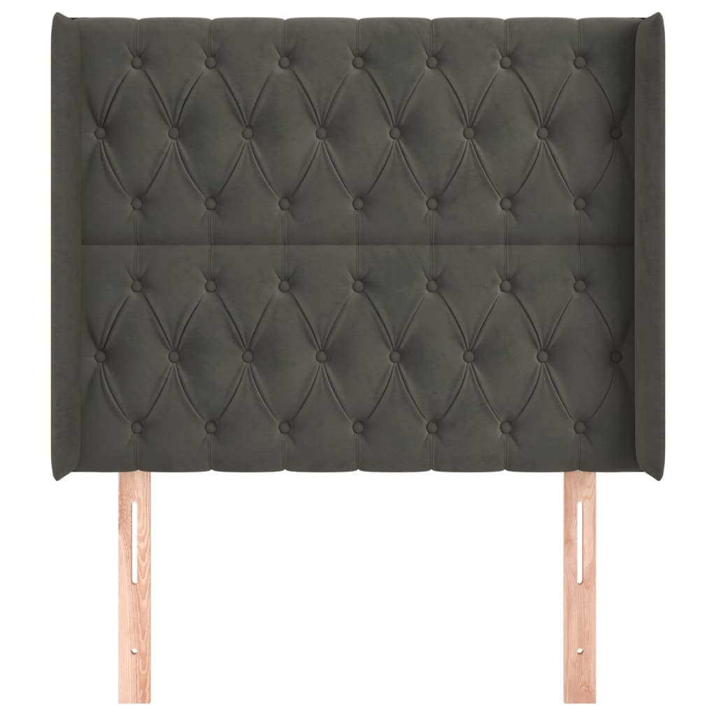 Hoofdbord met randen 103x16x118/128 cm fluweel donkergrijs is nu te koop bij PeponiXL, paradijselijk wonen!