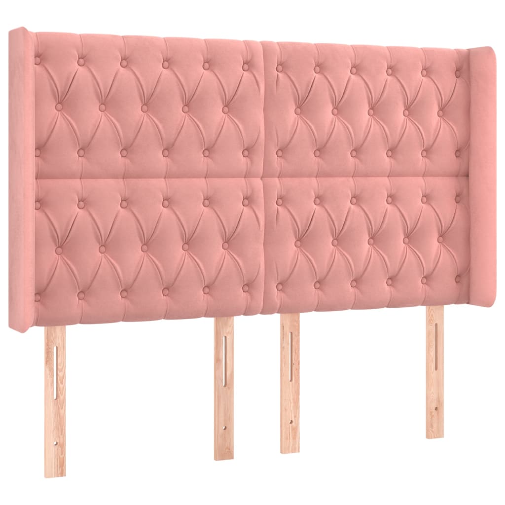 Hoofdbord met randen 147x16x118/128 cm fluweel roze is nu te koop bij PeponiXL, paradijselijk wonen!