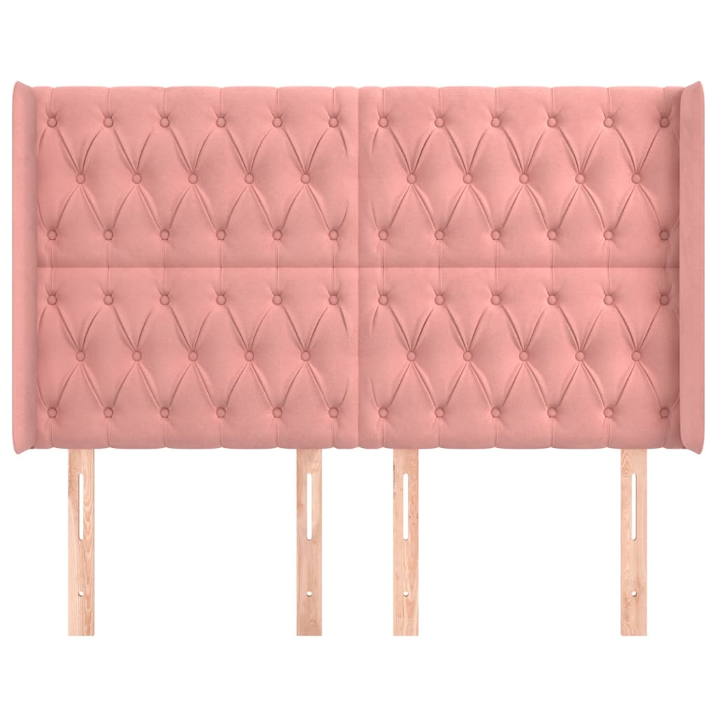 Hoofdbord met randen 147x16x118/128 cm fluweel roze is nu te koop bij PeponiXL, paradijselijk wonen!