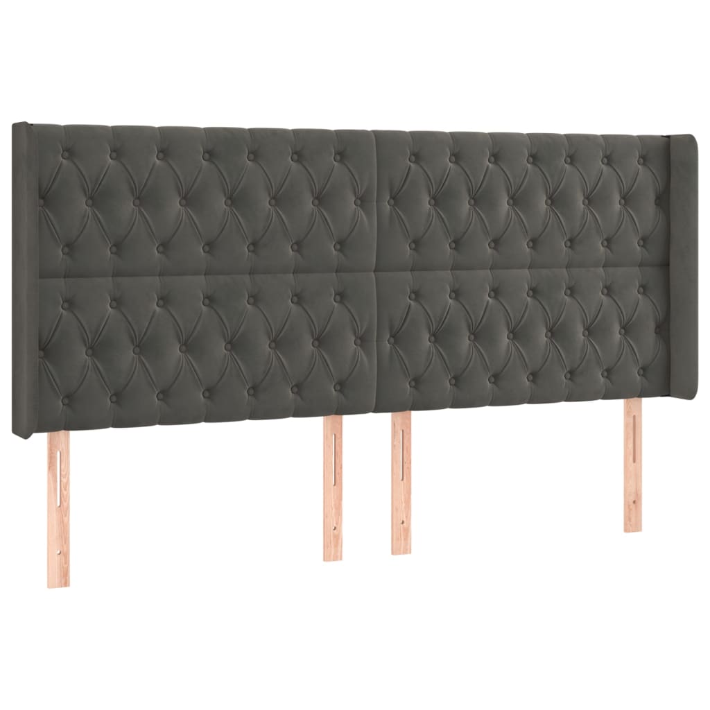 Hoofdbord met randen 183x16x118/128 cm fluweel donkergrijs is nu te koop bij PeponiXL, paradijselijk wonen!
