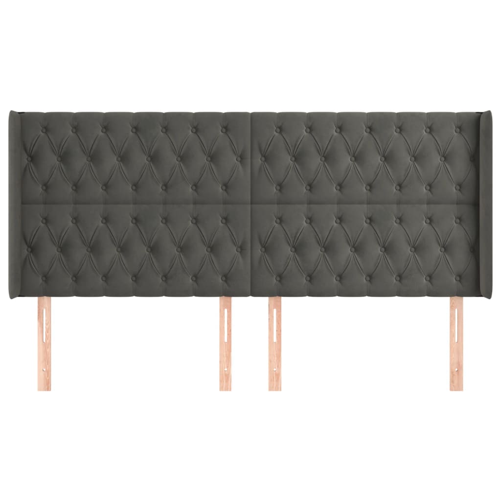 Hoofdbord met randen 183x16x118/128 cm fluweel donkergrijs is nu te koop bij PeponiXL, paradijselijk wonen!