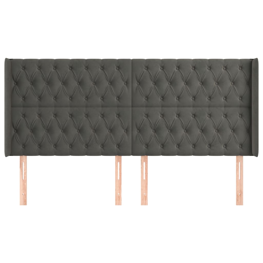 Hoofdbord met randen 203x16x118/128 cm fluweel donkergrijs is nu te koop bij PeponiXL, paradijselijk wonen!