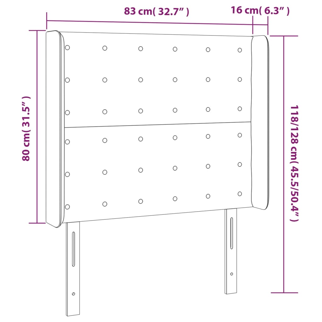 Hoofdbord met randen 83x16x118/128 cm stof lichtgrijs is nu te koop bij PeponiXL, paradijselijk wonen!