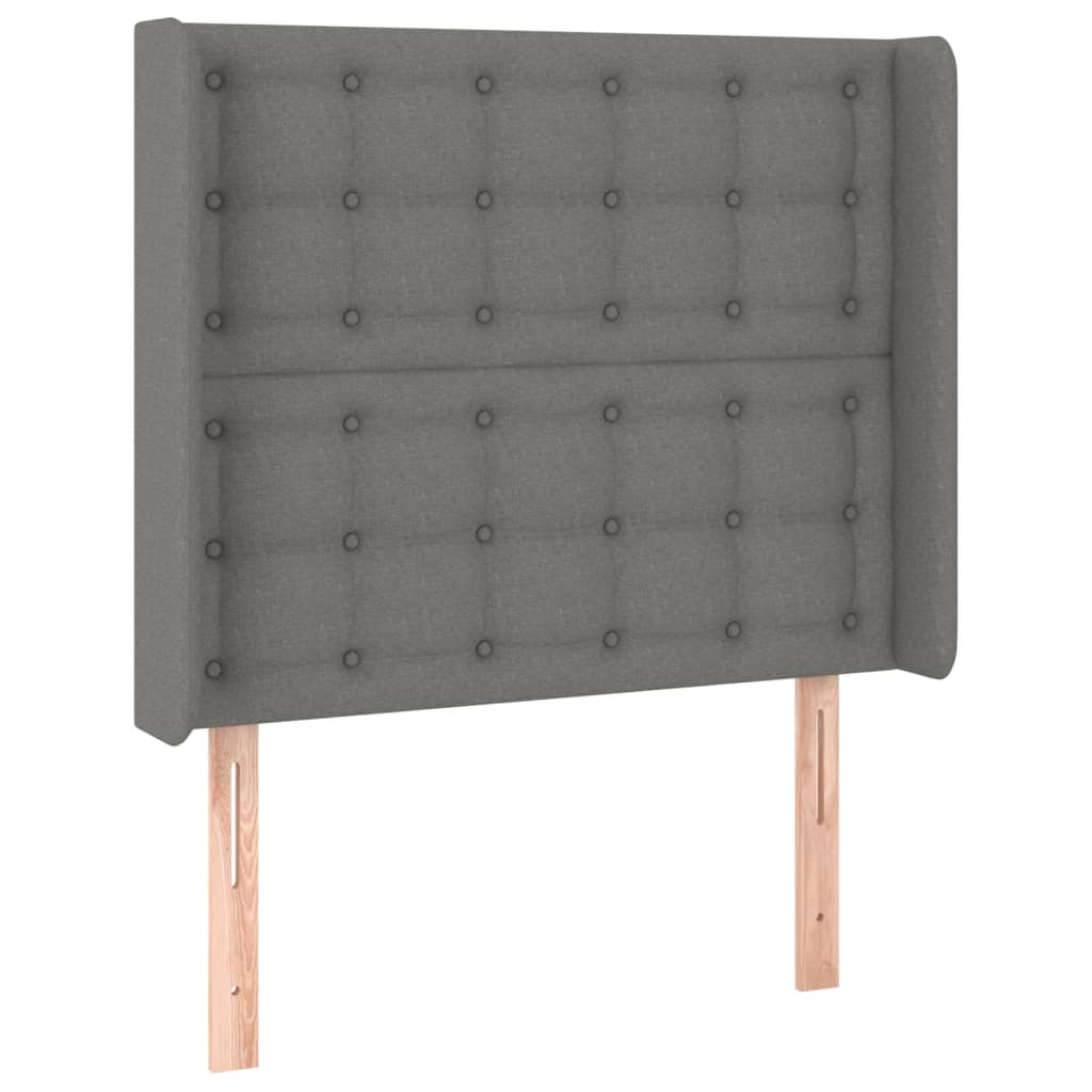 Hoofdbord met randen 83x16x118/128 cm stof donkergrijs is nu te koop bij PeponiXL, paradijselijk wonen!