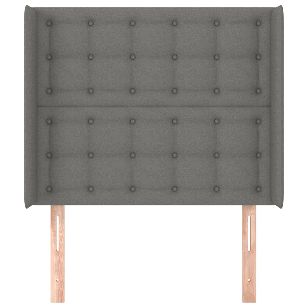 Hoofdbord met randen 83x16x118/128 cm stof donkergrijs is nu te koop bij PeponiXL, paradijselijk wonen!