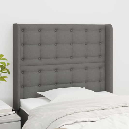 Hoofdbord met randen 83x16x118/128 cm stof donkergrijs is nu te koop bij PeponiXL, paradijselijk wonen!