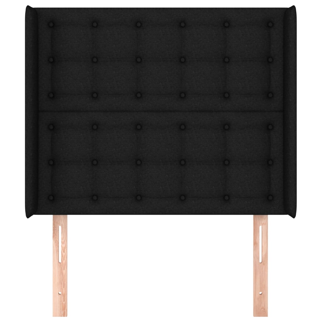 Hoofdbord met randen 83x16x118/128 cm stof zwart is nu te koop bij PeponiXL, paradijselijk wonen!