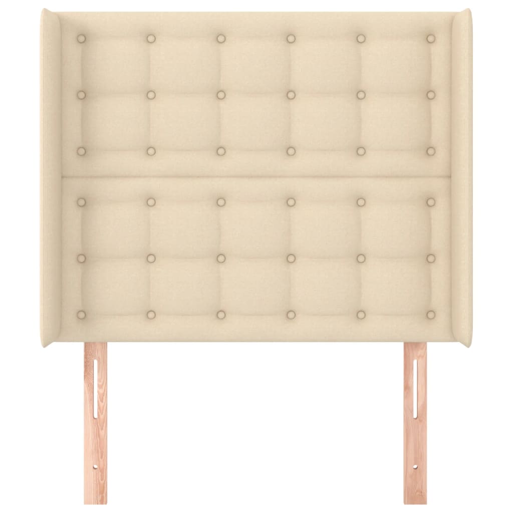 Hoofdbord met randen 83x16x118/128 cm stof crèmekleurig is nu te koop bij PeponiXL, paradijselijk wonen!