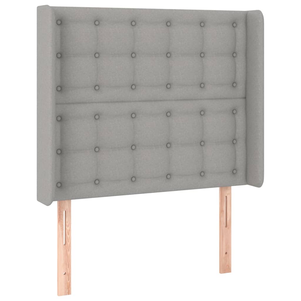 Hoofdbord met randen 93x16x118/128 cm stof lichtgrijs is nu te koop bij PeponiXL, paradijselijk wonen!