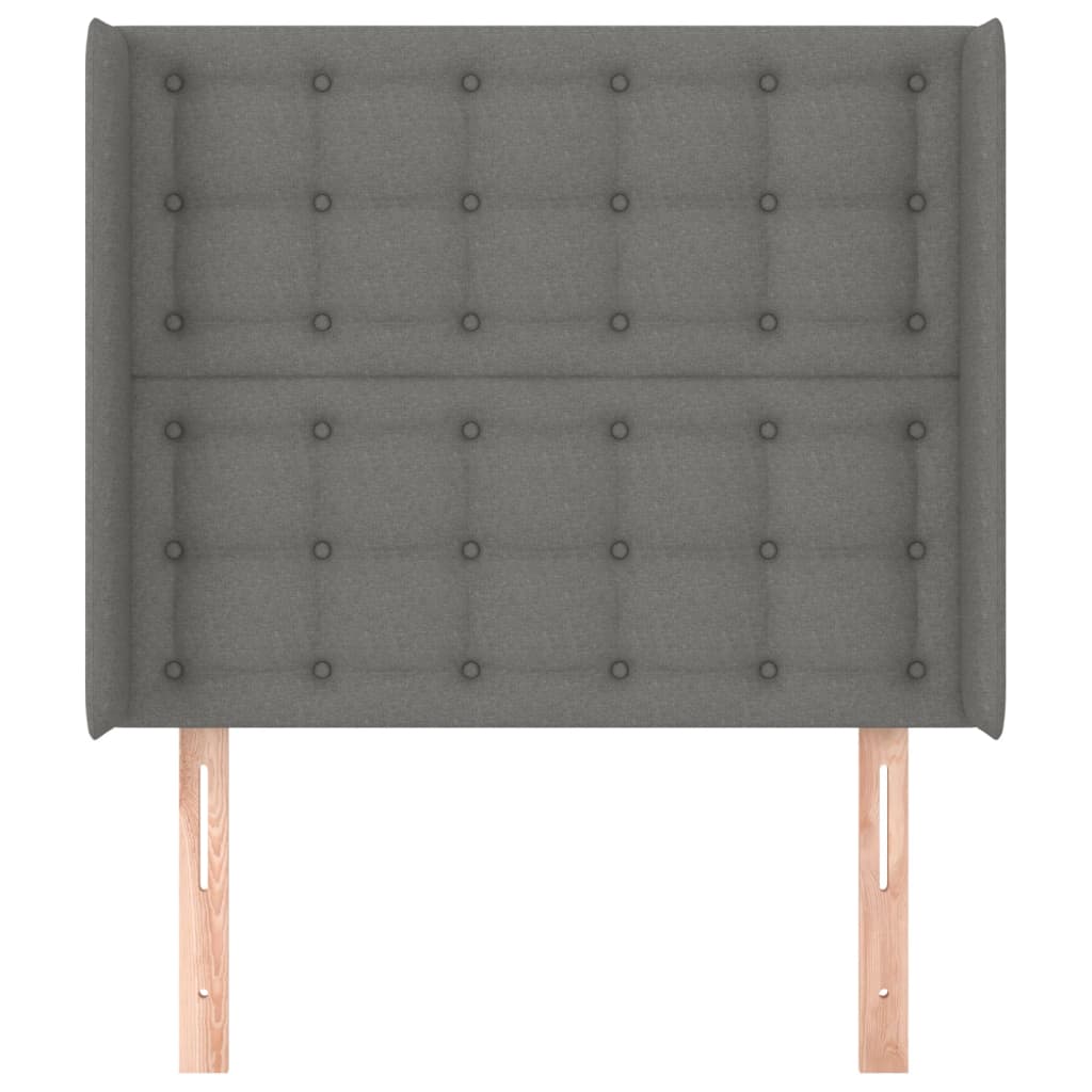 Hoofdbord met randen 93x16x118/128 cm stof donkergrijs is nu te koop bij PeponiXL, paradijselijk wonen!