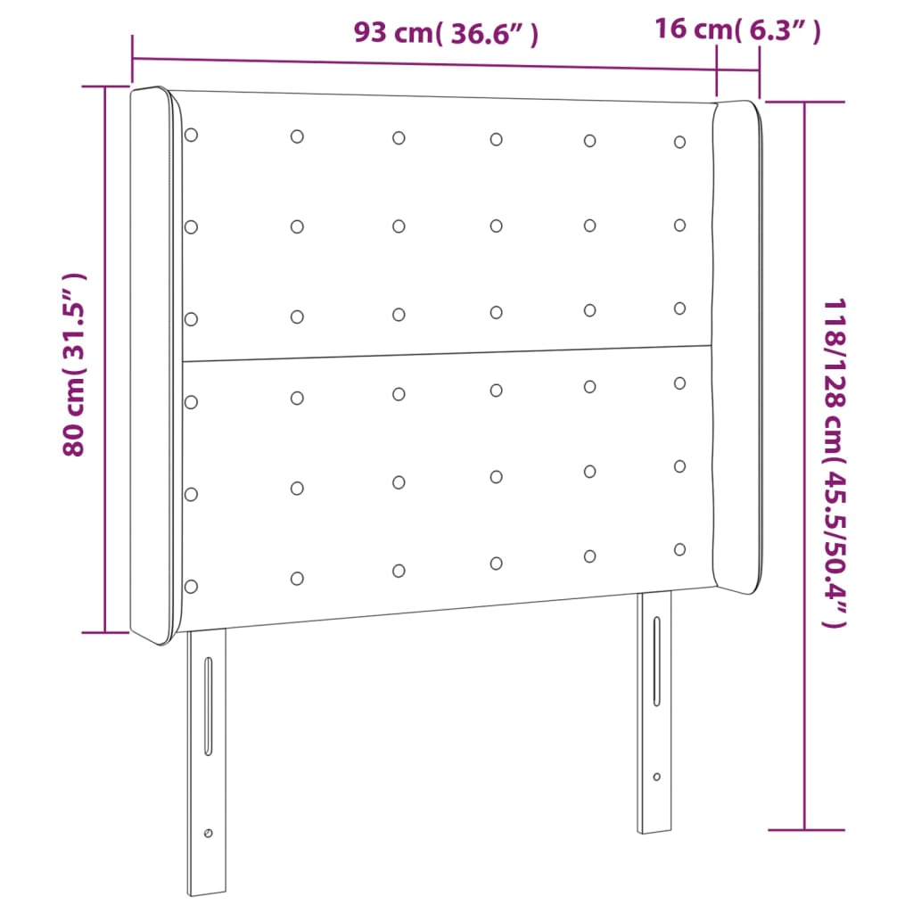 Hoofdbord met randen 93x16x118/128 cm stof taupe is nu te koop bij PeponiXL, paradijselijk wonen!