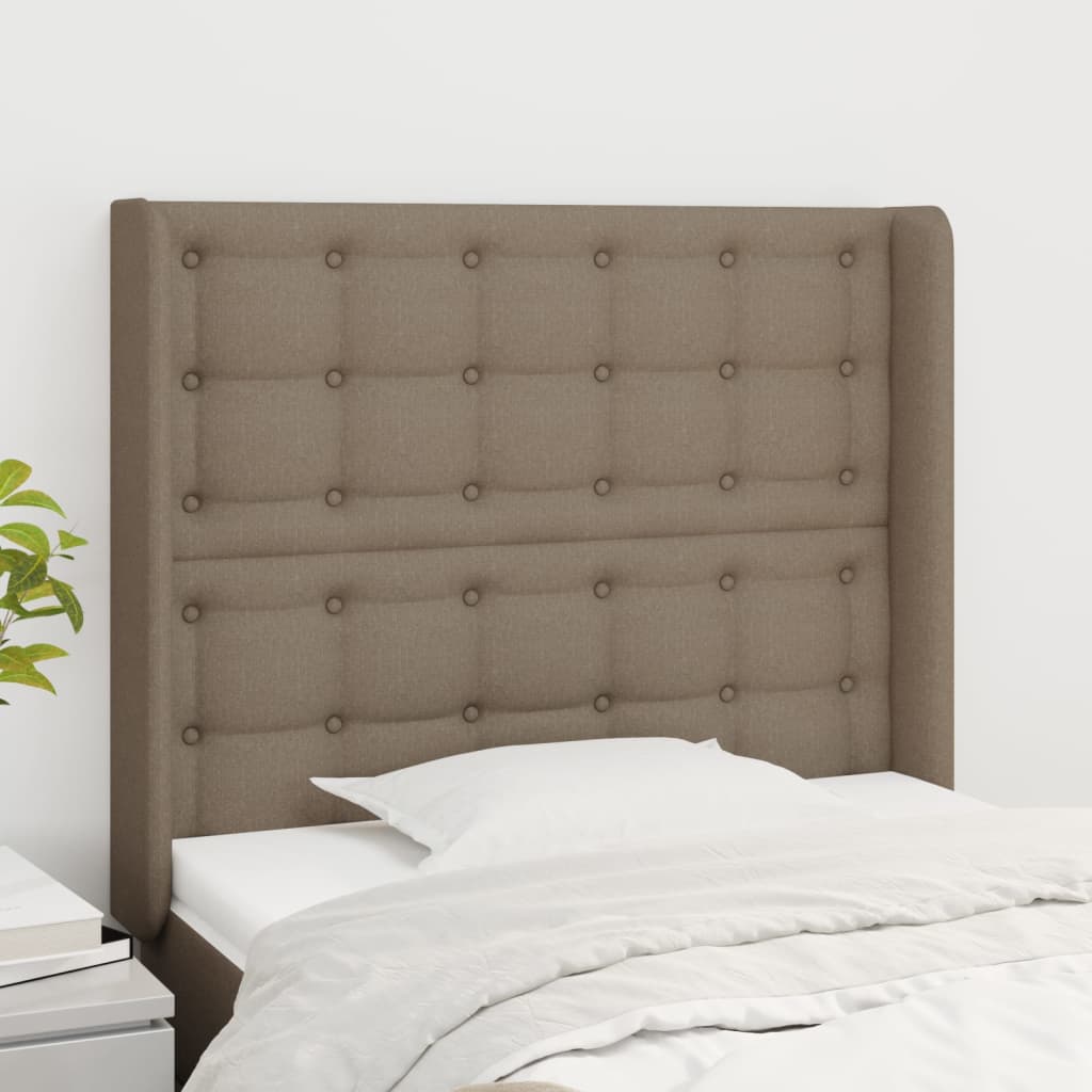 Hoofdbord met randen 93x16x118/128 cm stof taupe is nu te koop bij PeponiXL, paradijselijk wonen!