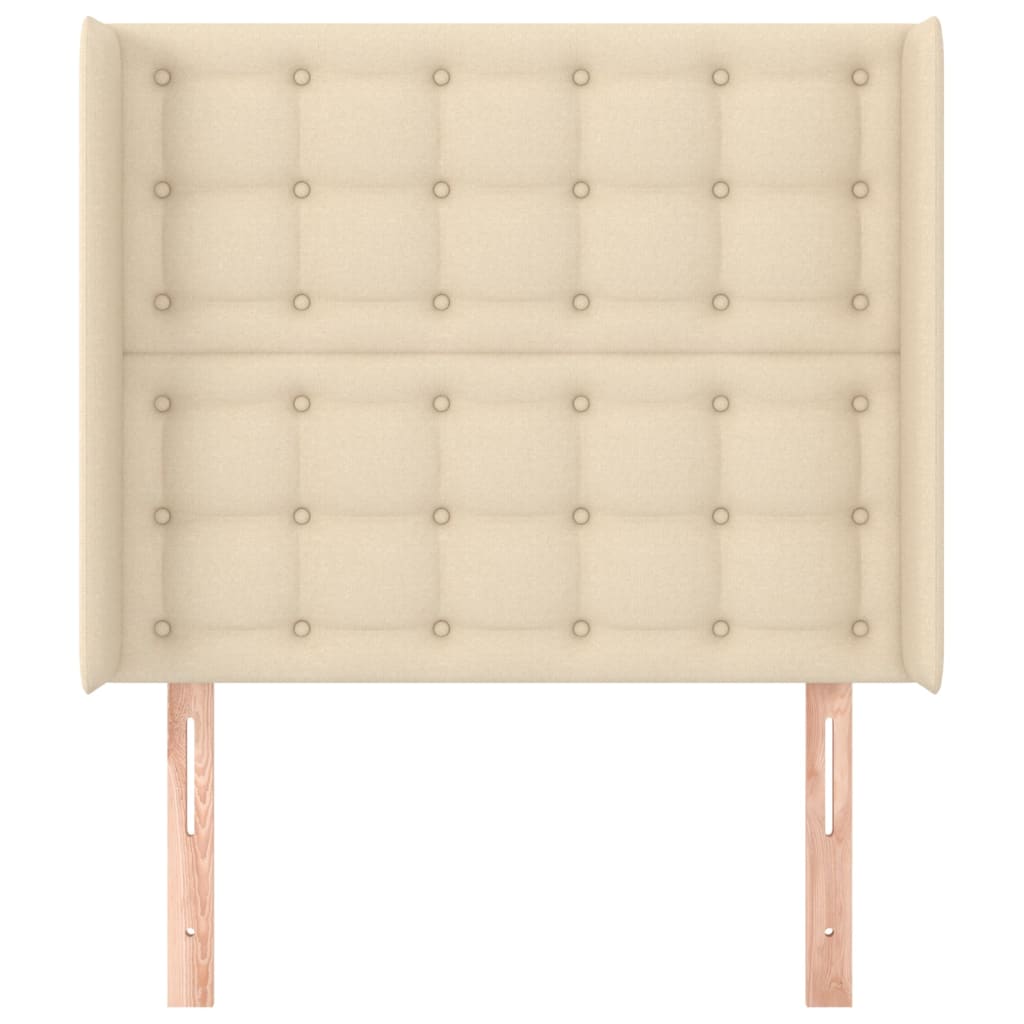 Hoofdbord met randen 93x16x118/128 cm stof crèmekleurig is nu te koop bij PeponiXL, paradijselijk wonen!