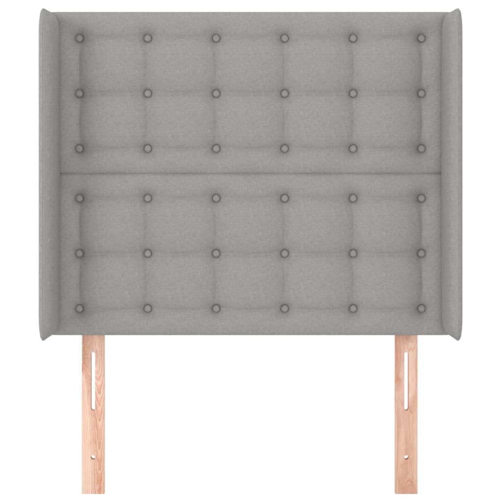 Hoofdbord met randen 103x16x118/128 cm stof lichtgrijs is nu te koop bij PeponiXL, paradijselijk wonen!