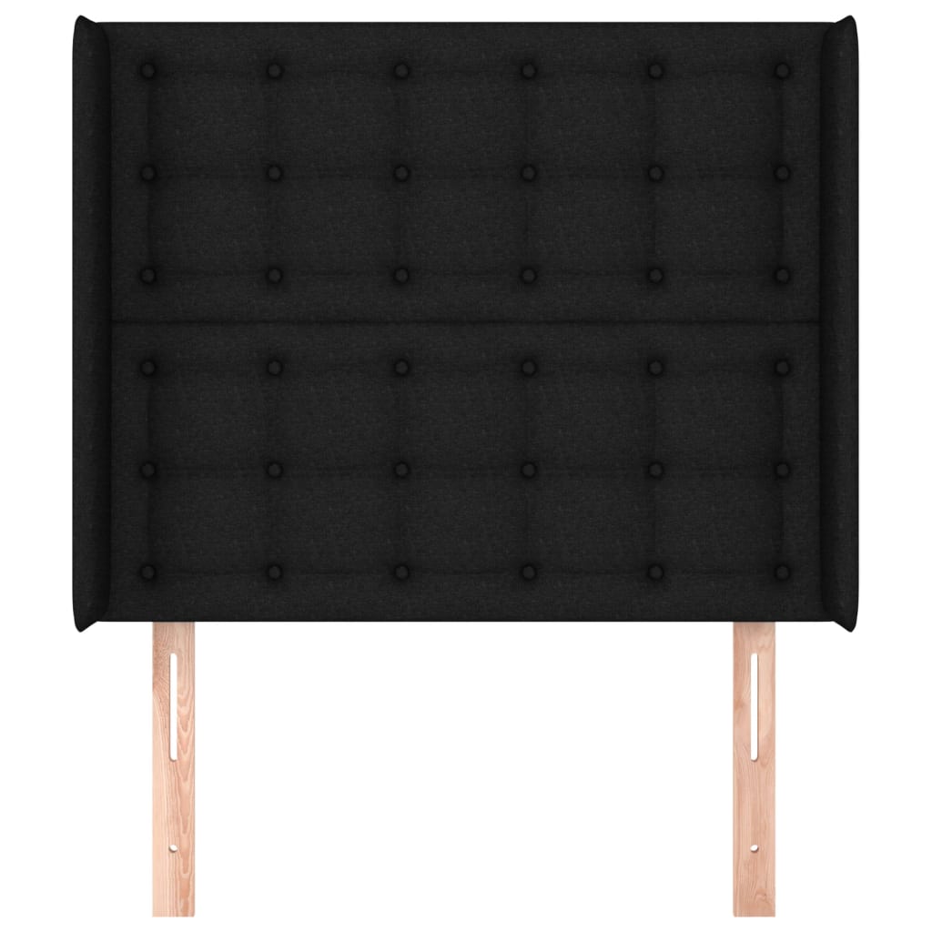 Hoofdbord met randen 103x16x118/128 cm stof zwart is nu te koop bij PeponiXL, paradijselijk wonen!