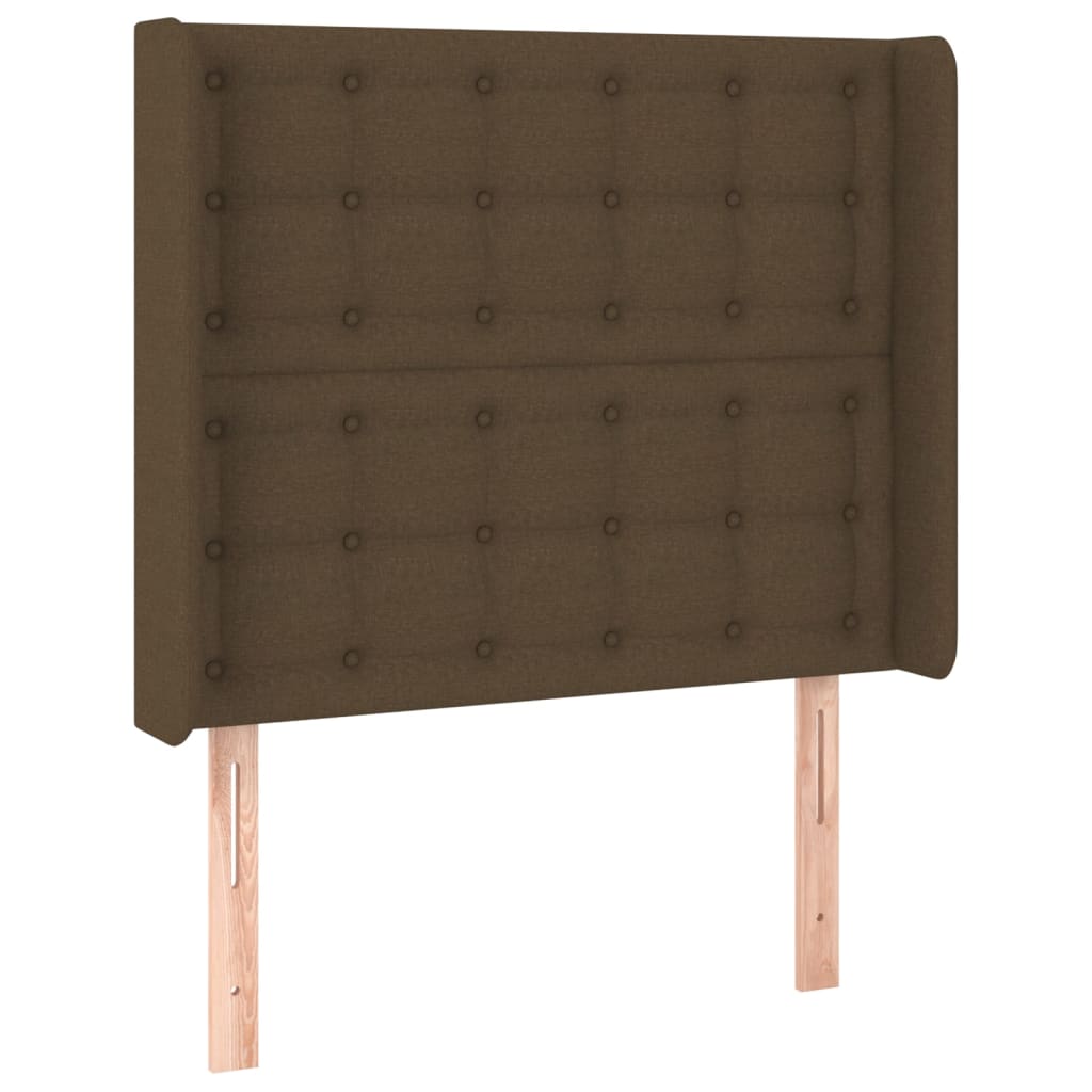 Hoofdbord met randen 103x16x118/128 cm stof donkerbruin is nu te koop bij PeponiXL, paradijselijk wonen!