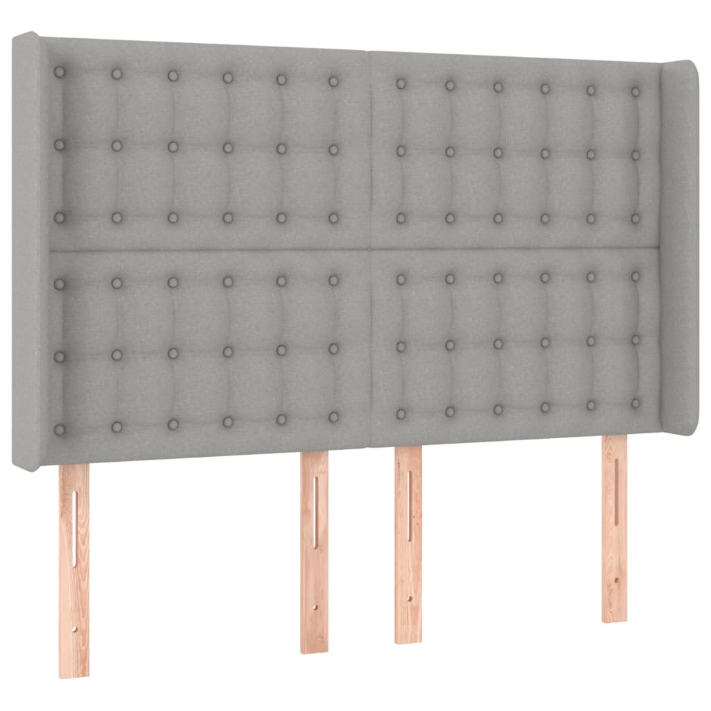Hoofdbord met randen 147x16x118/128 cm stof lichtgrijs is nu te koop bij PeponiXL, paradijselijk wonen!
