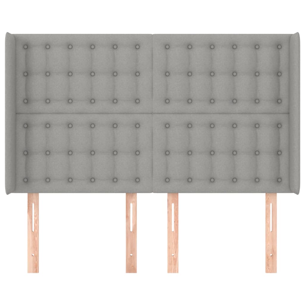 Hoofdbord met randen 147x16x118/128 cm stof lichtgrijs is nu te koop bij PeponiXL, paradijselijk wonen!