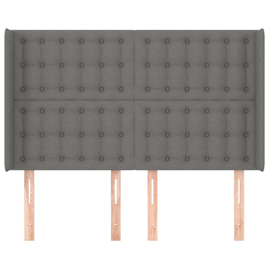 Hoofdbord met randen 147x16x118/128 cm stof donkergrijs is nu te koop bij PeponiXL, paradijselijk wonen!