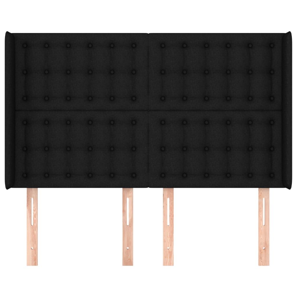 Hoofdbord met randen 147x16x118/128 cm stof zwart is nu te koop bij PeponiXL, paradijselijk wonen!