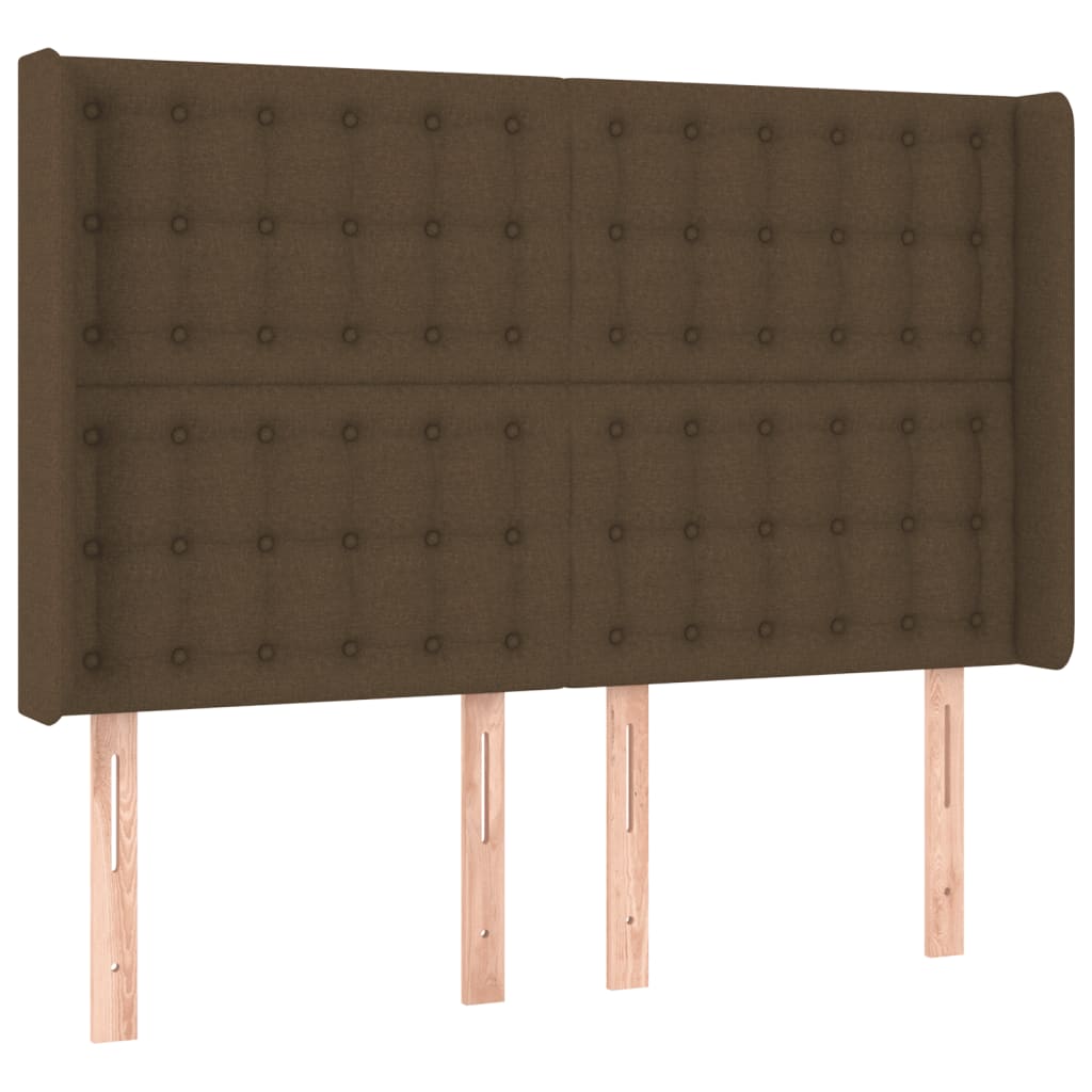 Hoofdbord met randen 147x16x118/128 cm stof donkerbruin is nu te koop bij PeponiXL, paradijselijk wonen!