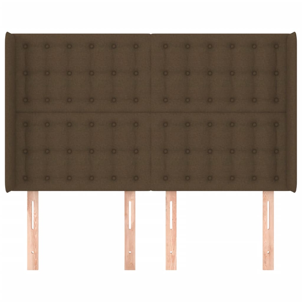 Hoofdbord met randen 147x16x118/128 cm stof donkerbruin is nu te koop bij PeponiXL, paradijselijk wonen!