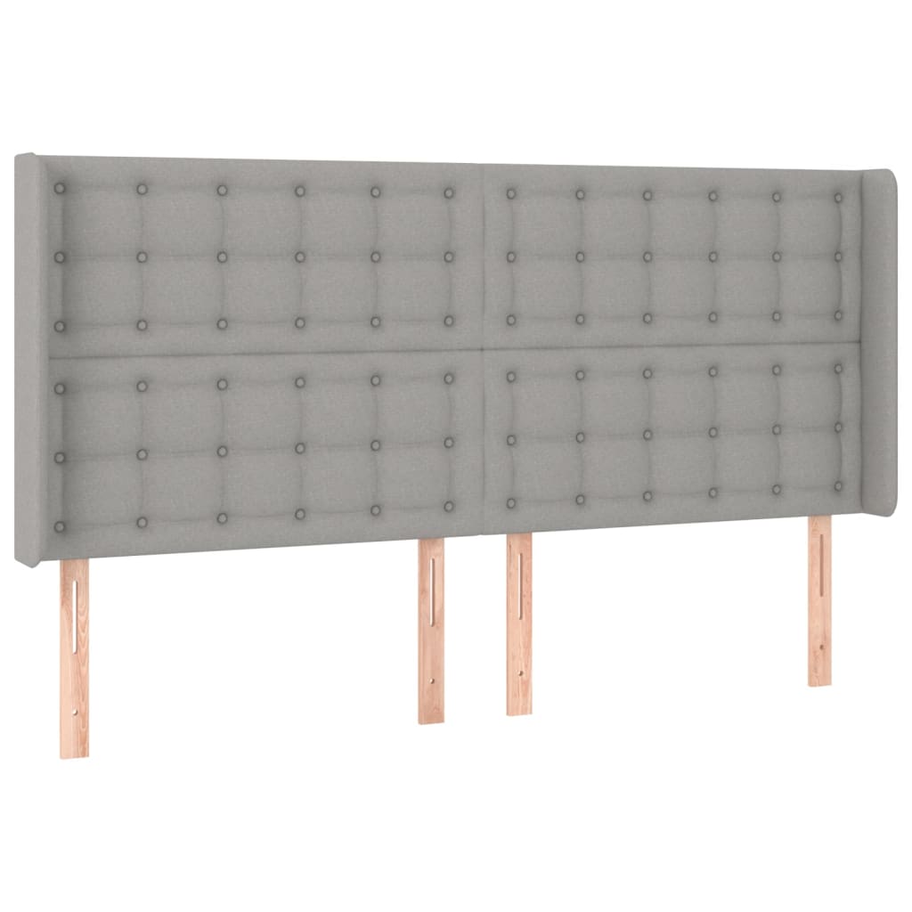 Hoofdbord met randen 163x16x118/128 cm stof lichtgrijs is nu te koop bij PeponiXL, paradijselijk wonen!