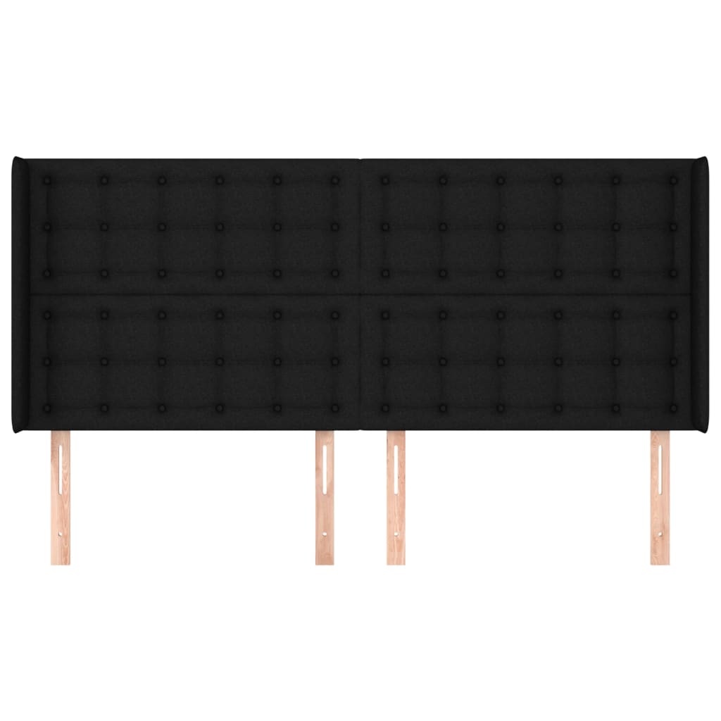 Hoofdbord met randen 163x16x118/128 cm stof zwart is nu te koop bij PeponiXL, paradijselijk wonen!