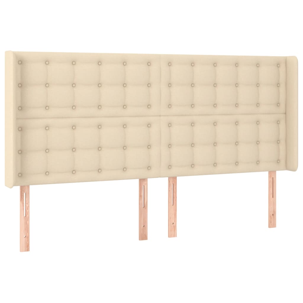 Hoofdbord met randen 163x16x118/128 cm stof crèmekleurig is nu te koop bij PeponiXL, paradijselijk wonen!