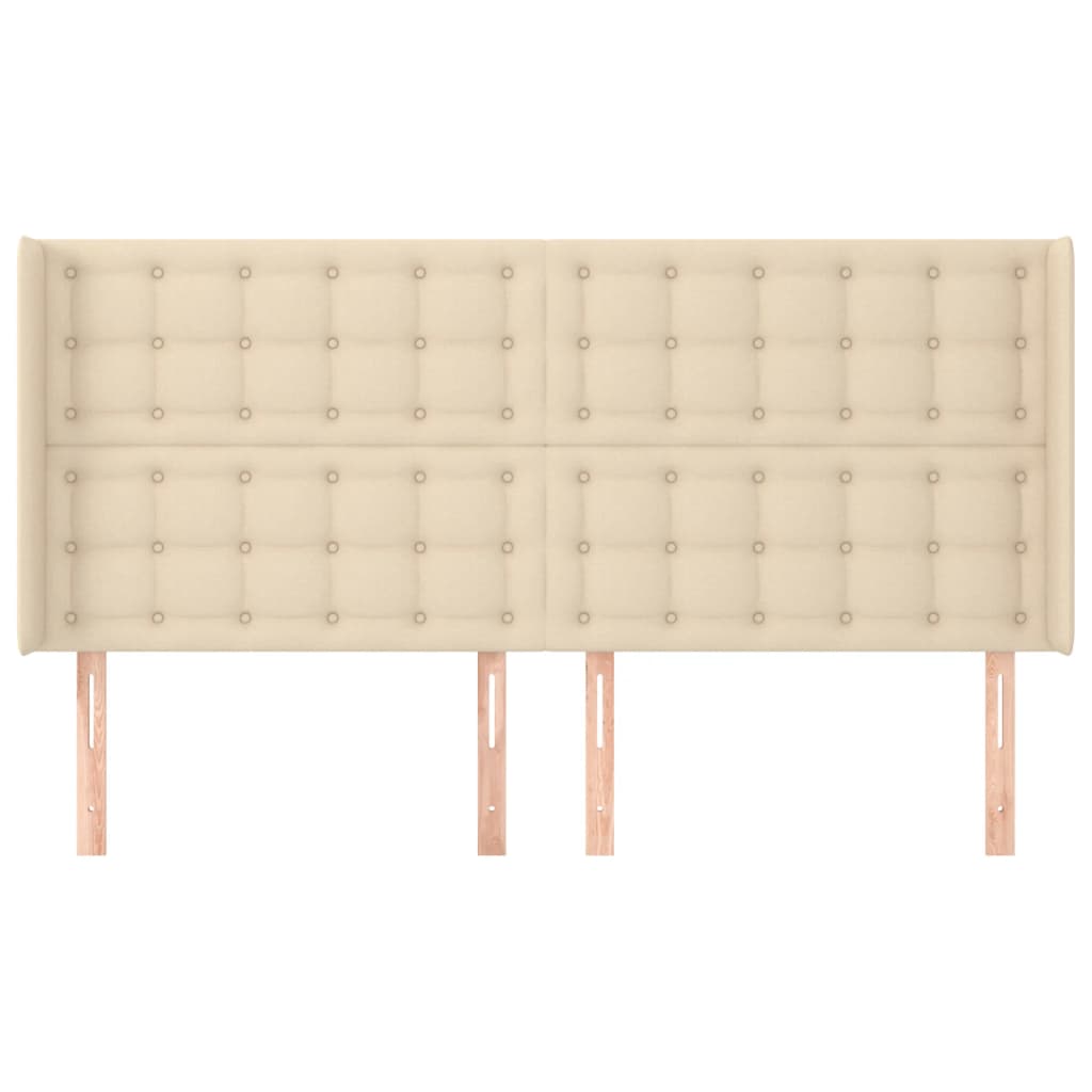 Hoofdbord met randen 163x16x118/128 cm stof crèmekleurig is nu te koop bij PeponiXL, paradijselijk wonen!