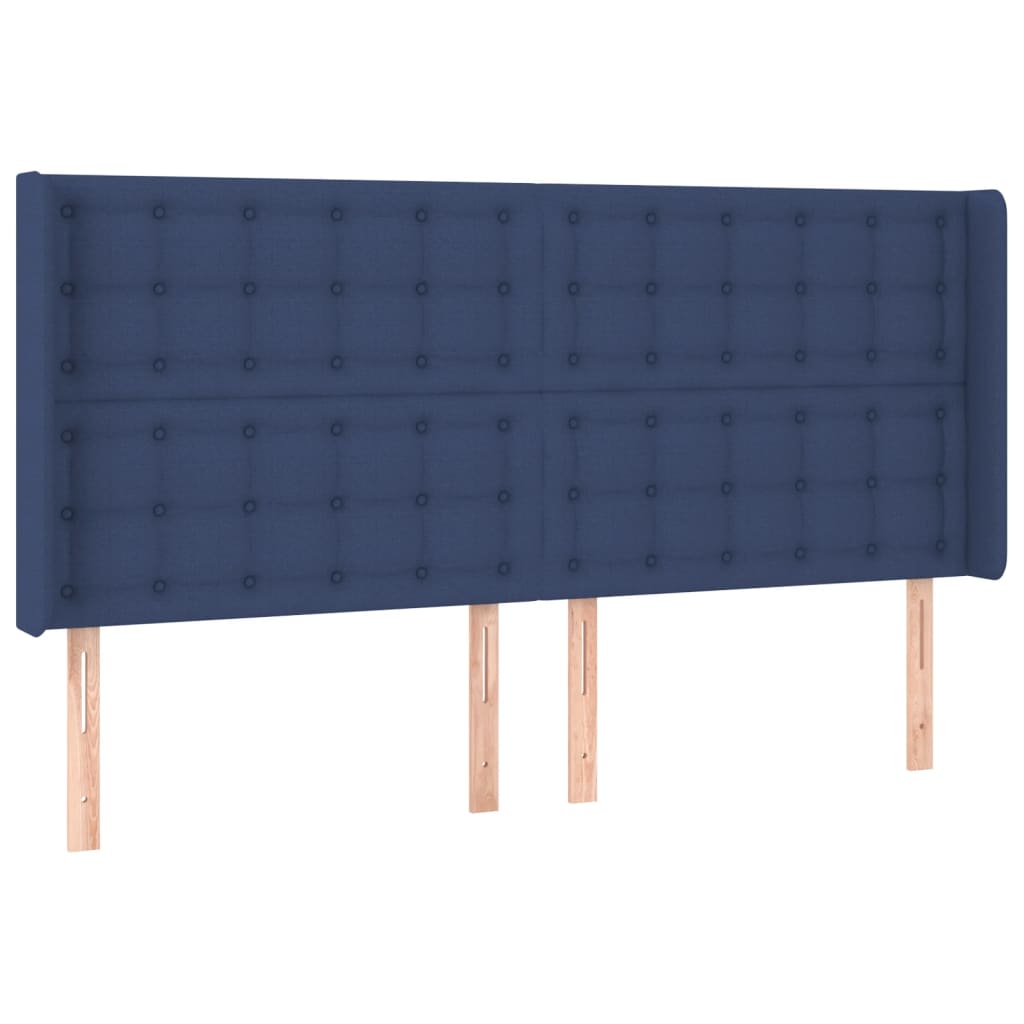 Hoofdbord met randen 163x16x118/128 cm stof blauw is nu te koop bij PeponiXL, paradijselijk wonen!