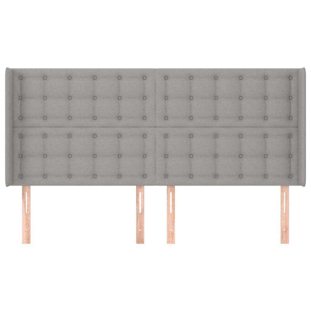 Hoofdbord met randen 183x16x118/128 cm stof lichtgrijs is nu te koop bij PeponiXL, paradijselijk wonen!