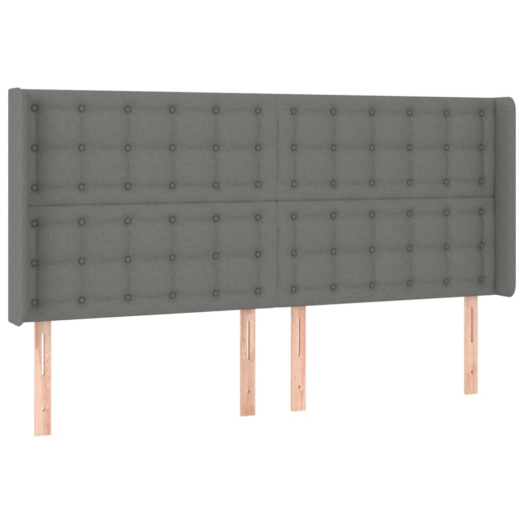 Hoofdbord met randen 183x16x118/128 cm stof donkergrijs is nu te koop bij PeponiXL, paradijselijk wonen!