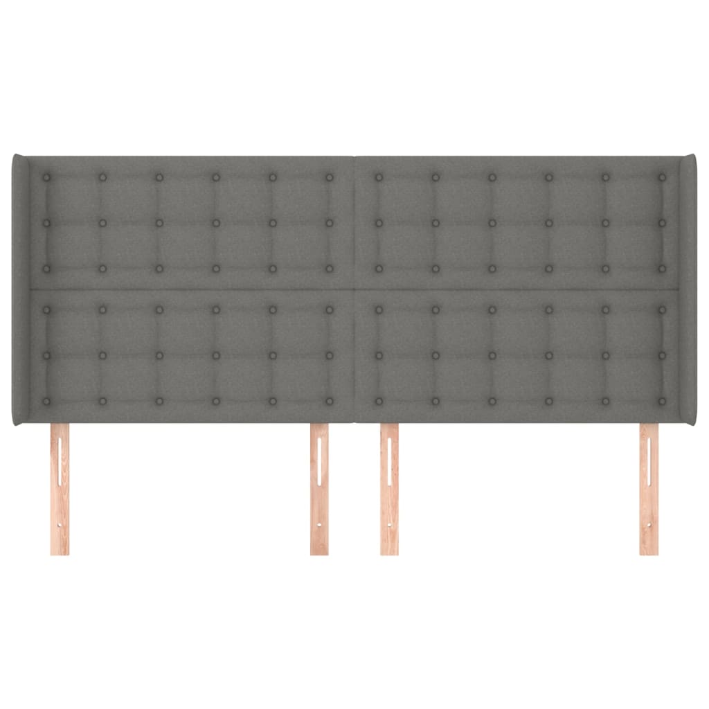 Hoofdbord met randen 183x16x118/128 cm stof donkergrijs is nu te koop bij PeponiXL, paradijselijk wonen!