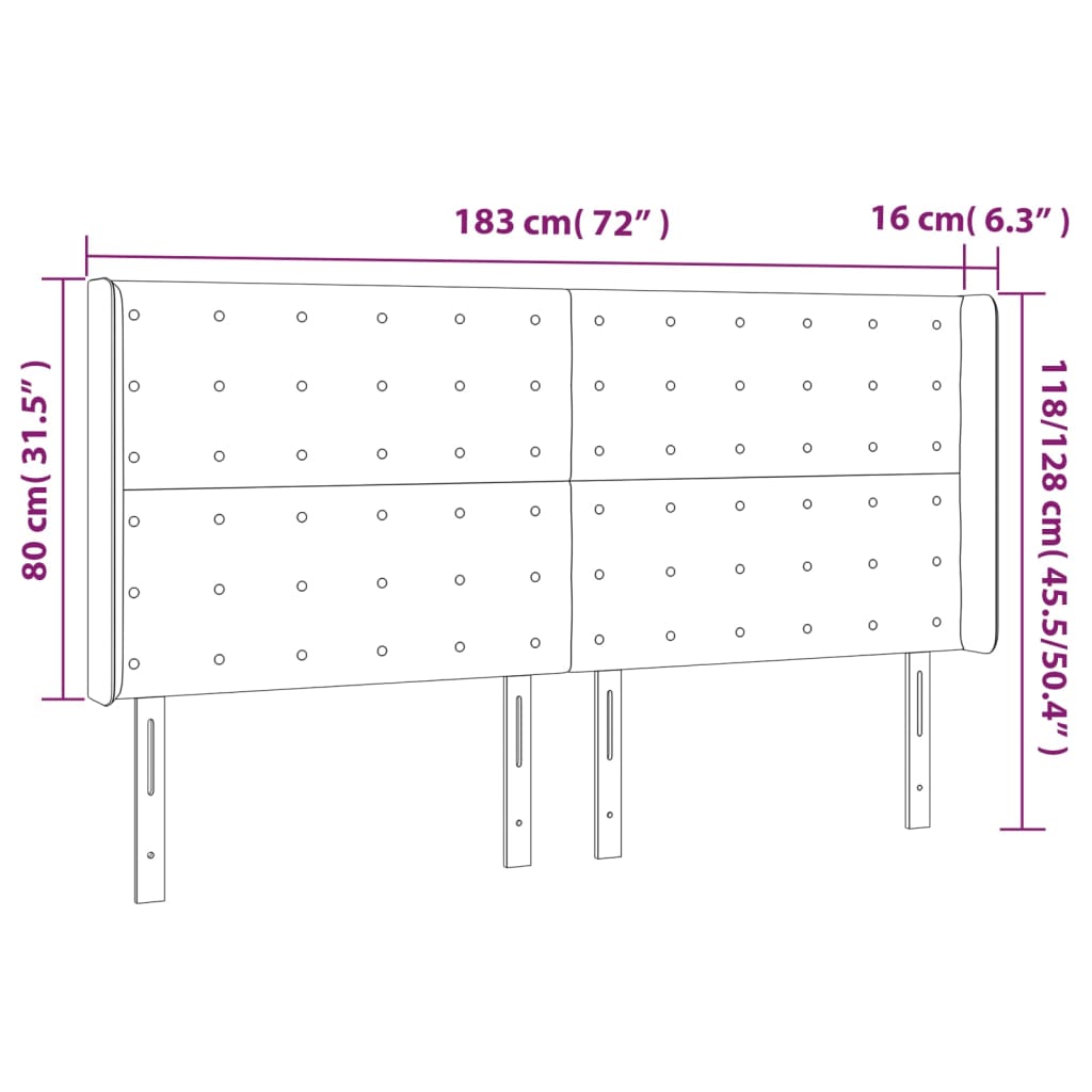 Hoofdbord met randen 183x16x118/128 cm stof donkergrijs is nu te koop bij PeponiXL, paradijselijk wonen!