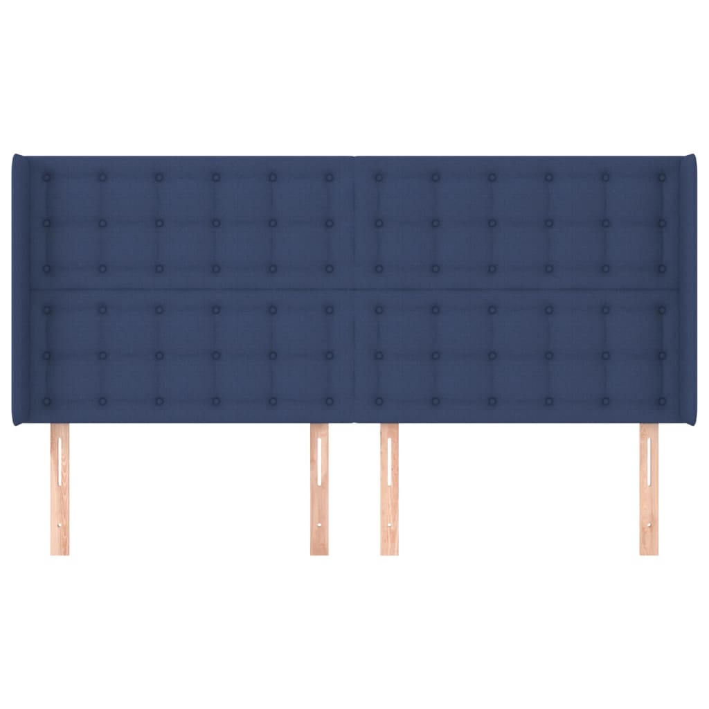 Hoofdbord met randen 183x16x118/128 cm stof blauw is nu te koop bij PeponiXL, paradijselijk wonen!